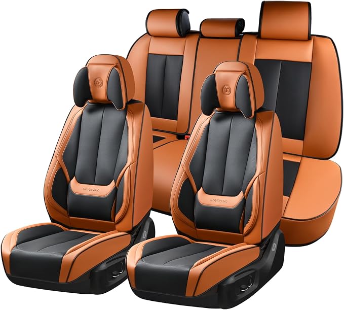 Coverado Car Seat Covers, Seat Covers for Cars, Waterproof Leather Auto Seat Protectors, Leather Car Seat Cushion, Car Interiors Accessories Universal Fit for Most Cars