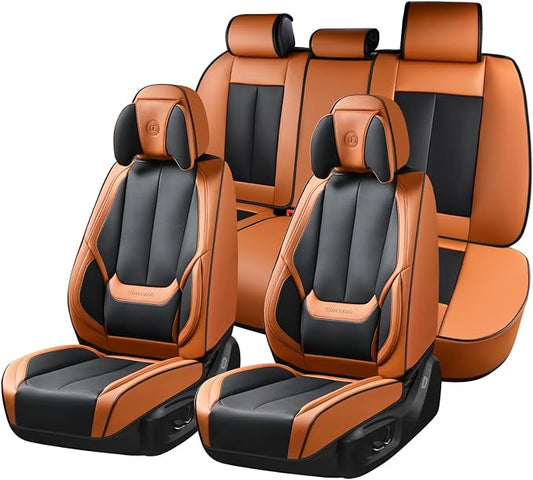 Coverado Car Seat Covers, Seat Covers for Cars, Waterproof Leather Auto Seat Protectors, Leather Car Seat Cushion, Car Interiors Accessories Universal Fit for Most Cars