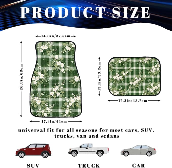 Wildflower Car Floor Mats Set of 4 Colorful Bloom Floral Field Automotive Foot Mats Rugs Carpet for Car Non-Slip Auto Car Accessories Universal Fit Car Accessories for Truck