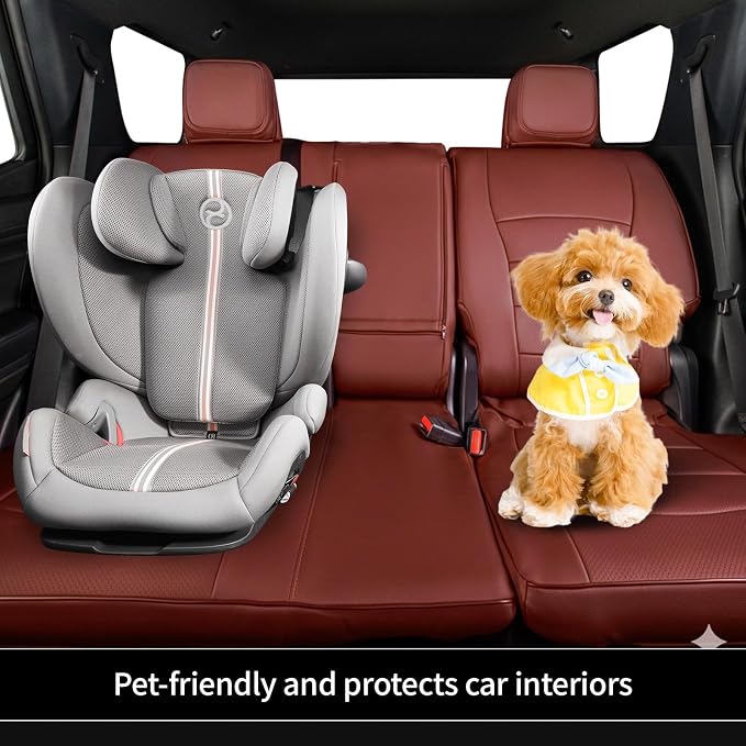 EKR Car Seat Covers Custom Fit for Toyota 4Runner(5 Seats) Full Set | for Toyota 4Runner 2003-2009(Power Front Seats)Full Wrap,Airbag Compatible,Waterproof Pet-resistant,Faux Leather(Burgundy)