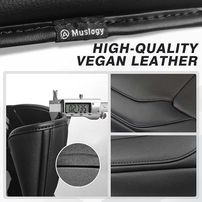 Muslogy Center Console Armrest Cover Fit for Dodge Ram1500 2500 3500 2019-2026 Accessories, Comfort Armrest Pad Console Lid Cushion Vegan Leather Regular Thick(Bucket Seat ONLY, NO Limited,Laramie)
