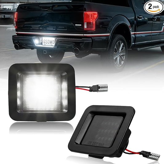 LED License Plate Lights Compatible with 2015-2020 F150 17-20 Raptor, Smoke Lens 6000K White LED Rear Tag Lamps, 2PCS