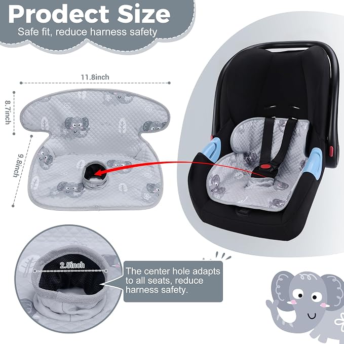 Car Seat Potty Training Protector - Waterproof Piddle Pad Car Seat Liner with Anti-Slip Backing, Travel-Friendly Machine Washable Cover for Baby Toddler Carseat, Stroller (Gray)