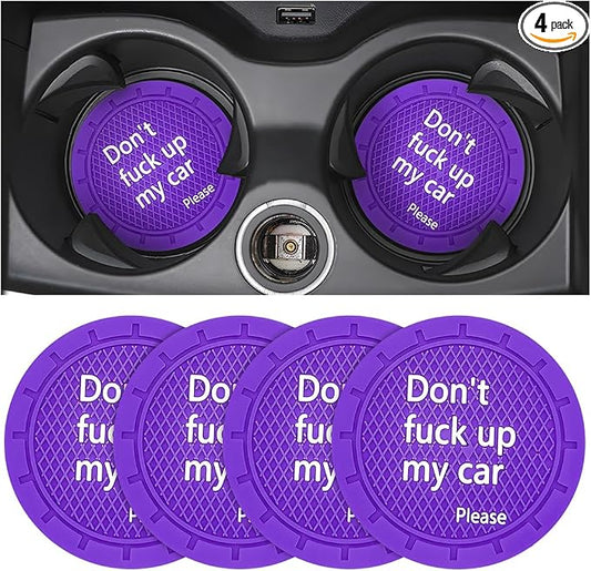 8sanlione Car Cup Coaster, 4Pcs 2.75 Inch Auto Cup Holder Insert Coasters, Anti-Slip Waterproof Embedded Drink Mat, Automotive Interior Accessories for Men and Women (D Deep Purple/4PCS)