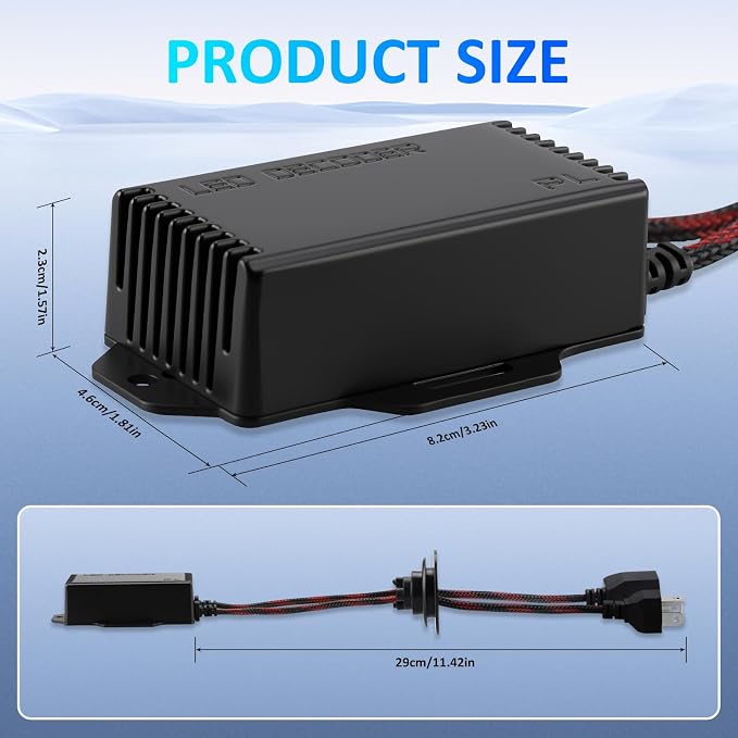 H4 9003 LED Canbus Decoder: 2PCS H4 9003 Anti Flicker Harness/Load Resistor with Waterproof Rubber Ring for Led Headlight Bulb, Canbus Decoders Error Free, LED Warning Canceller Resistor Adapter