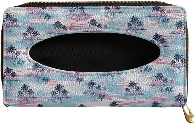 Palm Tree Leather Visor Tissue Holder Car Tissue Holder PU Leather Tissues Box Cover Universal Car Tissue Holder Napkin Holder