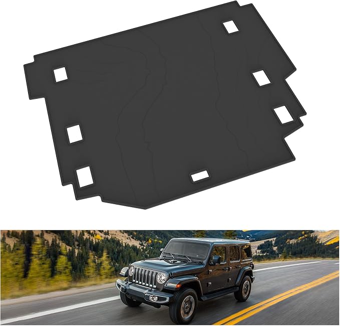 Kiwi Master Cargo Mat for 2018-2026 Jeep Wrangler JL 4-Door (Non 4xe) | Custom Fit All Weather Rear Cargo Liner, Heavy Duty TPE Tray Trunk Mat, Black