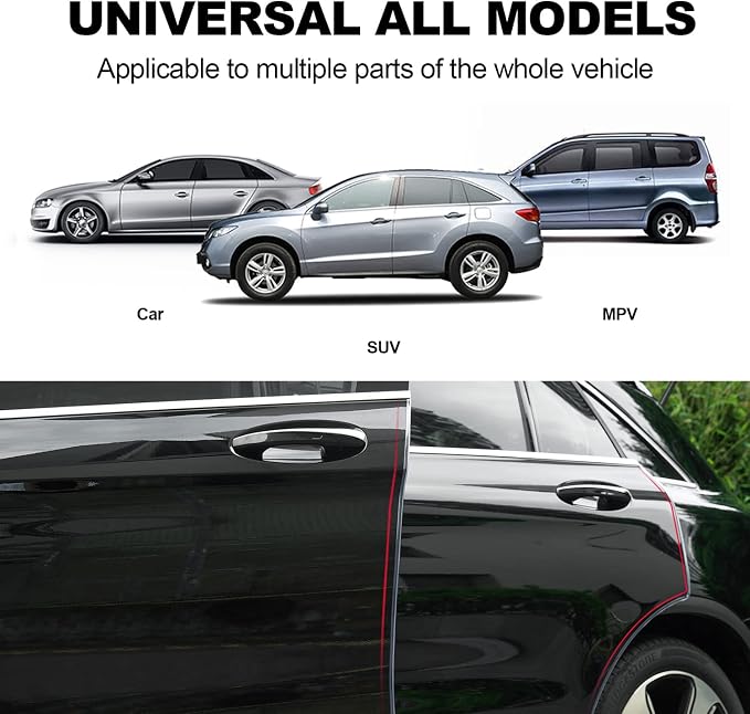 Transparent Widen Car Door Protector, Car Door Seal with U-Shaped Accessories, Interior Seal, Door Edge Protector(32.8FT)