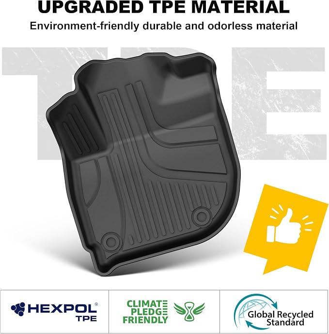 Floor Mats for Honda HRV 2016 2017 2018 2019 2020 2021 2022 | All Weather TPE Custom Fit HR-V Floor Liner Accessories, 1st & 2nd Row, Black