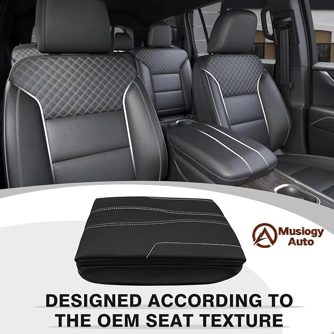 Muslogy Center Console Armrest Cover Fit for GMC Acadia & Chevy Traverse 2024-2026 & 2025-2026 Buick Enclave Accessories, Comfort Armrest Pad Console Lid Cushion Vegan Leather 1-Inch Extra Thick