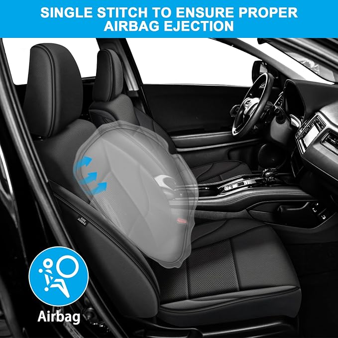 AOMSAZTO Custom Fit Seat Cover for Honda HRV 2016-2018 EX EX-L&2016-2022 LX | Full Set Faux Leather HR-V Car Seat Protector Black