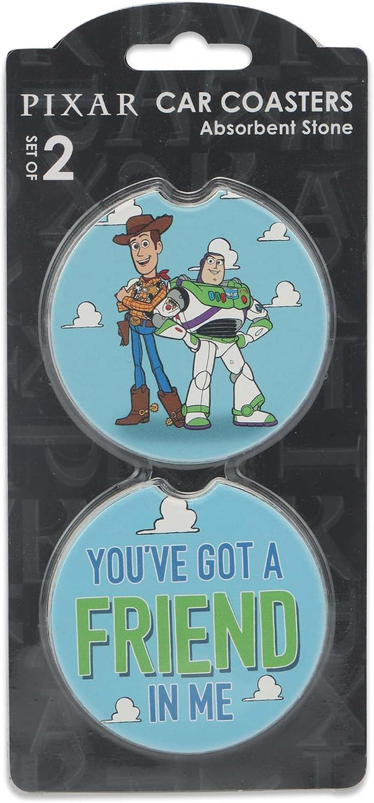 Disney Pixar Toy Story Woody and Buzz Ceramic Car Coasters | Fun Auto Coasters, Set of 2 for Car or Truck