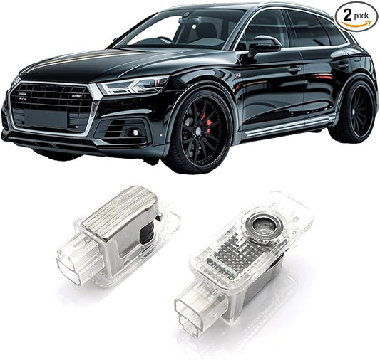 2Pcs Never Fade Car LED Door Light Logo Projection Puddle Lights Compatible with A3/A4/A5/A6/A7/A8/Q3/Q5/Q7/R8/TT/RS/S3/S4/S5/S6 Accessories (White and red)