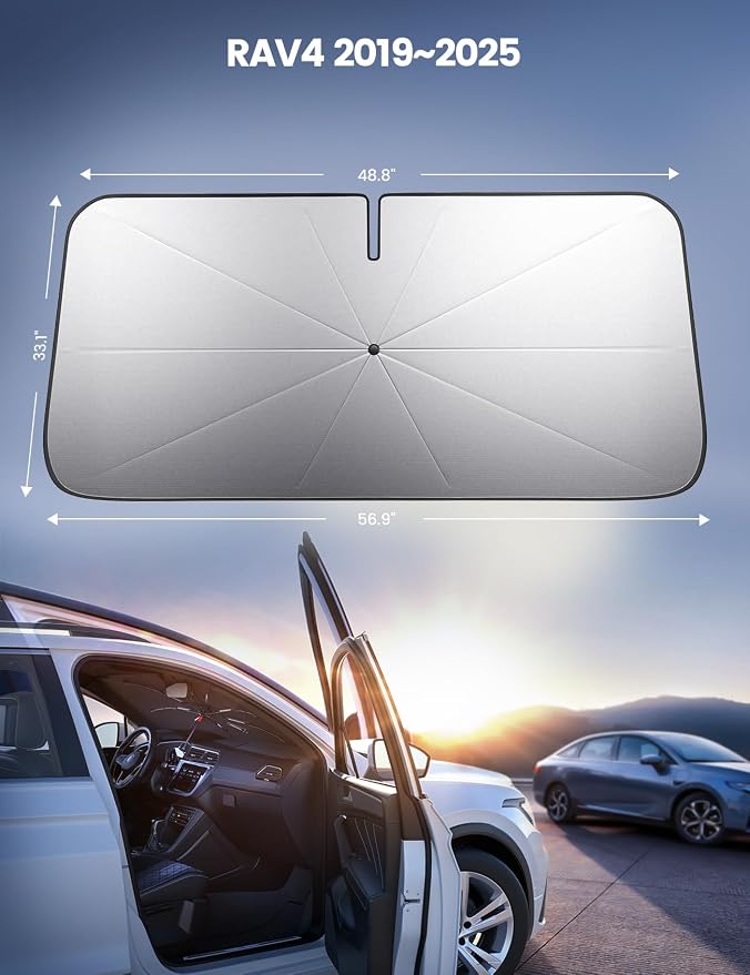 Car Windshield Sunshade Umbrella for RAV4 - Lamicall 2026 Foldable Car Windshield Sun Shade Cover, 5 Layers UV Block Coating, Front Window Heat Insulation Protection, for RAV 4 (2019-2025) Windshield