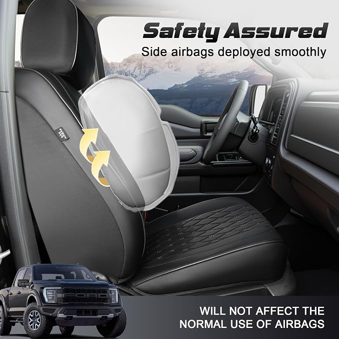 Umbrauto Custom Fit Seat Covers for Ford F150, Pickup Truck Leather Seatcovers for 2015-2025 2026 Ford F150 SuperCrew/ 2017-2026 F250 F350 F450 Super Duty Crew Cab XL XLT Lariat King Ranch Platinum