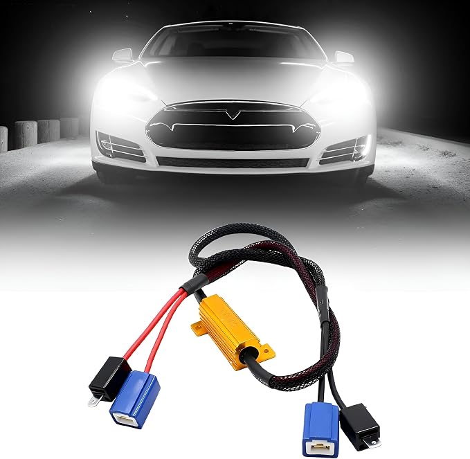 BESULEN 2PCS H1 Car LED Resistor Kit, 50W 6Ohm Vehicle Headlight Anti Flicker Error Decoder, Auto Fog Turn Signal Bulb Load Resistor Relay Harness Adaptor, Universal Auto Accessories
