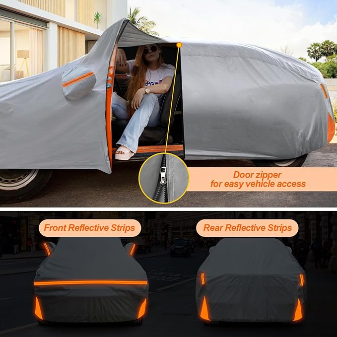 Car Cover for 2022-2026 Cadillac Lyriq, Waterproof Custom-fit All Weather Sun Rain UV Dust Snow Protection Outdoor Lyriq Full Car Cover with Door Zipper and Cotton Lining-Grey