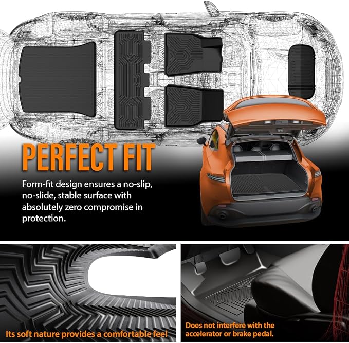 G-PLUS TPE Floor Mats Cargo Liner Fit Tesla Model Y Juniper 2024-2026 9PCS | All Weather Protection,Non-Slip,Custom Fit Model Y Floor Cargo Liner Accessories,TPE Full Coverage,Black