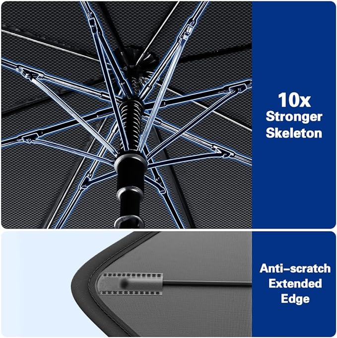 2026 Windshield Sun Shade Umbrella, Foldable Car Umbrella Sunshade with UV Block Car Front Window (Heat Insulation Protection) for Auto Windshield Covers Blackout Trucks Cars (Large)