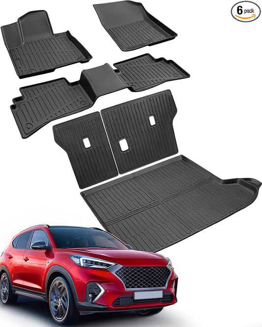 Custom Fit All-Weather Floor Mats & Cargo Liner & Rear Seat Back Protectors for Hyundai Tucson 2022-2026 (NOT Fit PHEV & N line) - Heavy-Duty TPE Liners, Full Coverage, Non-Slip Design Accessories