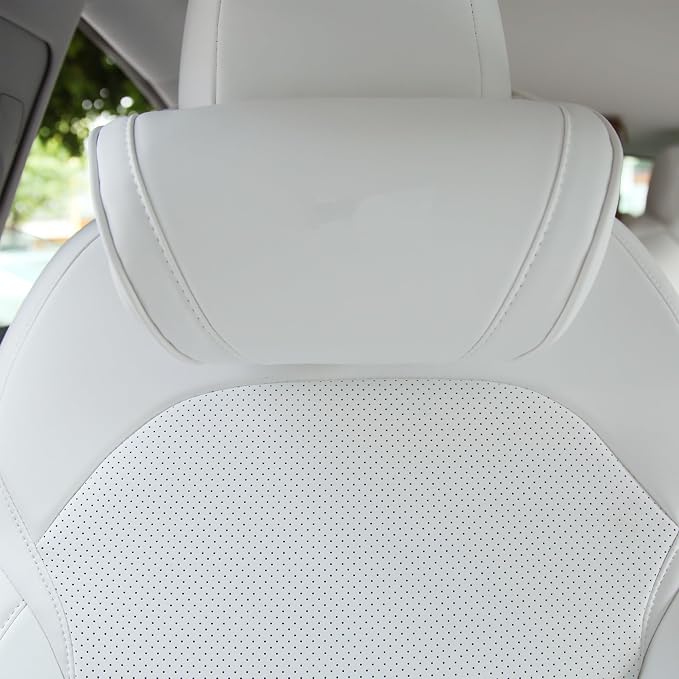 TOPABYTE Car Neck Pillow for Tesla Model 3 Model Y Model S Model X Cybertruck Accessories Memory Foam Ergonomic Design Comfortable Headrest Cushion, 1 Piece, White