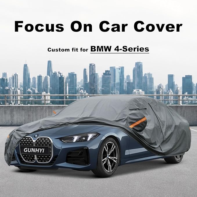 GUNHYI Premium Car Cover Custom Fit BMW 4-Series, 16 Layers Heavy Duty Car Cover Waterproof All Weather with Zipper Door for Sun Rain Snow Dust Uv Protection