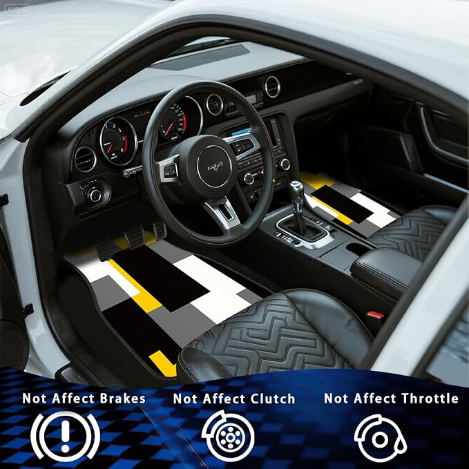 Orange Black Car Floor Mats Geometric Abstract Retro Pixel Carpet Front Rear Carpets Mat Decorative Car Floor Carpets Non-Slip Auto Car Accessories Universal Fit Car Accessories for Truck