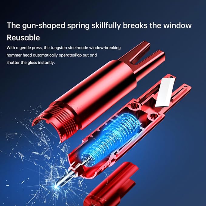 2026 Upgraded Window Breaker and Seatbelt Cutter, Portable Car Safety Hammer, Instantly Glass Breaker Underwater, Car Window Breaker Tool, Life Hammer Car Emergency Escape Tools (Red)