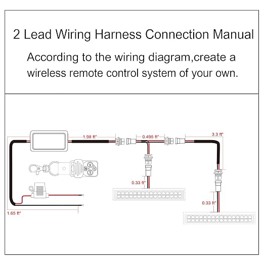 JHE Led Light Bar Remote Control Wire Harness Kit, Wireless Remote Control Wiring Harness Kit for LED Light Bar/Driving Light/Fog Light/Pod Light/Work Light, 16AWG