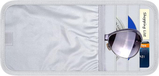 Wisdompro Car Sun Visor Storage Pouch, Sunglasses Bag & 3 CD Sleeves, Gray | with Pen Holder and Elastic Strap, Auto Sunvisor Organizer Pocket for Glasses, Document, Card, DVD, Papers, Receipts