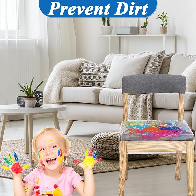 6 Pack Plastic Seat Covers for Dining Chairs, Plastic Chair Covers for Dining Chairs, PVC Seat Chair Protector, Waterproof Kitty Scratch Resistant Vinyl Chair Covers for Most 20-22 Inch Seats