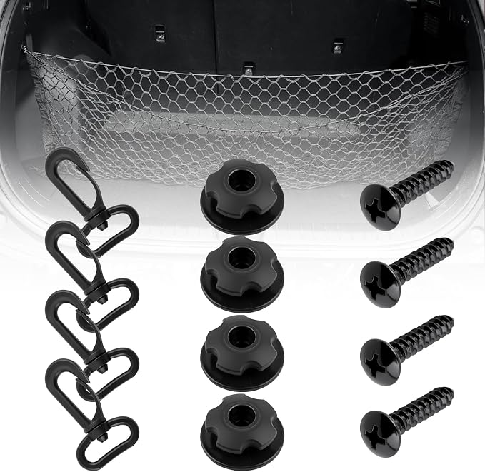 8PCS Automotive Cargo Nets Hooks,Sturdy Hook of Cargo Net for SUV with 4PCS Screw for Fixing Car Cargos Nets,Universal Car Accessories Cargos Netting Hook for Most Vehicles