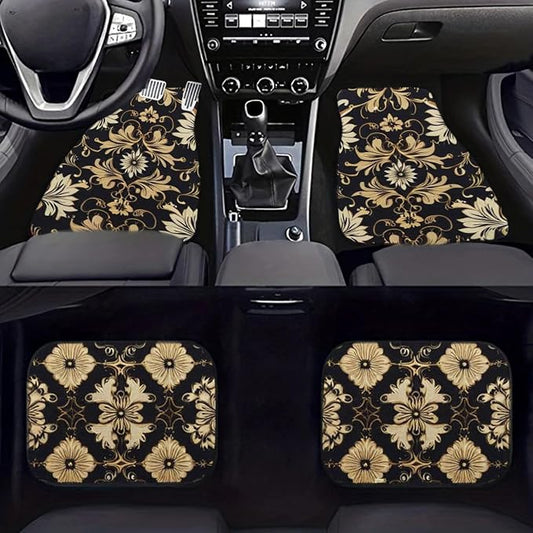 Car Floor Mats Non-Slip Automotive Floor Mats All-Weather Front Rear Car Floor Foot Mat Sets of 4 Pieces Foot Mats Rugs Carpet for Car Trucks SUV Sedans (TengWan 02)