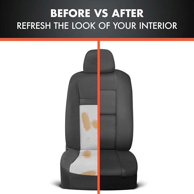 BDk Faux Leather Car Seat Cover Full Set - Front & Rear Split Bench Black Seat Covers For SUV & Truck Seat Covers, Airbag Compatible - Interior Protective Seat Covers for Car Seats & Car Accessories