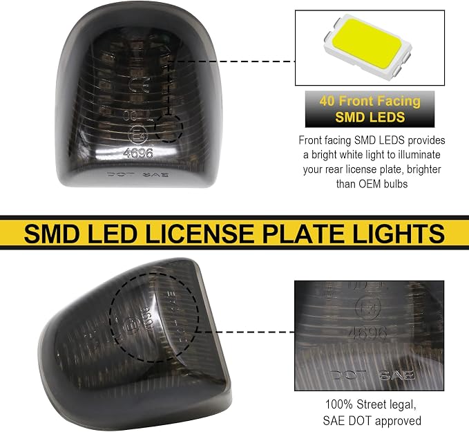 License Plate Light for Silverado & Sierra 1500 2500 3500 HD 6000K LED | Tag Lights for Avalanche/Tahoe/Suburban/Traverse/Yukon/Yukon XL/Escalade&ESV/EXT Pickup Red Tube Tag Lamp