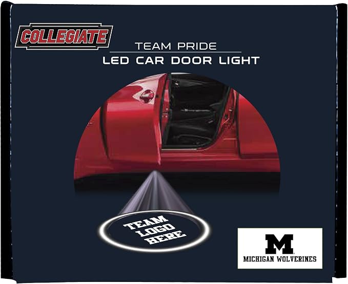 Sporticulture American Football Michigan Wolverines Car Door Lights Logo Shadow Display - Officially Licensed NCAA Car Accessories - Show Your Team Pride - Battery Powered, Universal Fit