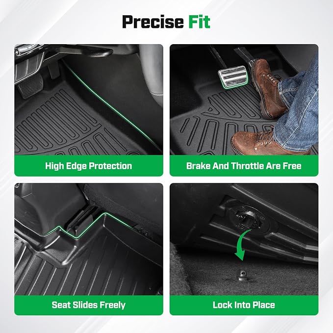 Cartist Floor Mats Fit for Ford Econoline/E-Series 2007-2025 E150/E250/E350/E450,All Weather Floor Liners for Econoline/E-Series Accessories Carpet Protection 3D TPE Heavy Duty Van Floormats
