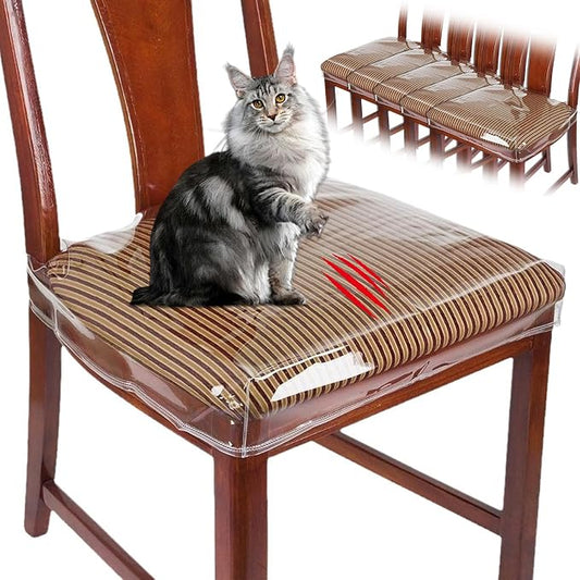 6 Pack Plastic Seat Covers for Dining Chairs, Plastic Chair Covers for Dining Chairs, Plastic Dining Chair Covers PVC Seat Protector, Waterproof Kitty Scratch Resistant for 22"- 23" Chair