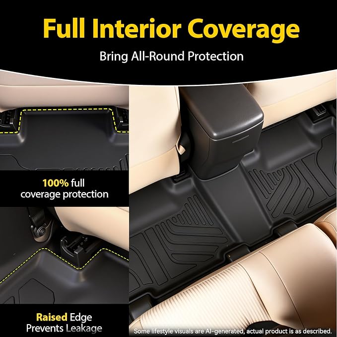 Floor Mats for Toyota RAV4 2013-2018, All Weather TPEFloor Liners Custom Fit Waterproof Non Slip Car Mats HeavyDuty Interior Accessories