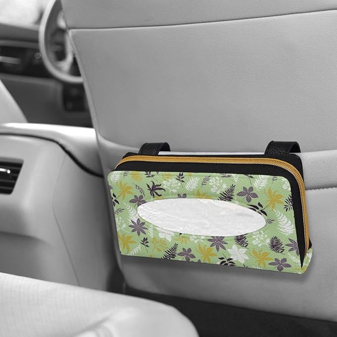 Leaves PU Leather Car Napkin Holder Car Tissue Holder Automotive Sun Visor Tissue Box Holder Car Accessories for Women & Men