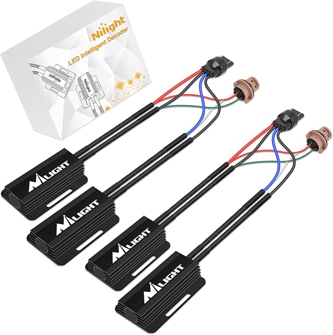 Nilight 7443 CK LED CANbus Decoder, Anti-Flickering Harness Load Resistor Kit Turn Signal Error Warning Canceller, Pack of 2