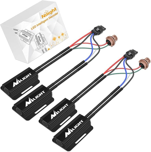 Nilight 7443 CK LED CANbus Decoder, Anti-Flickering Harness Load Resistor Kit Turn Signal Error Warning Canceller, Pack of 2