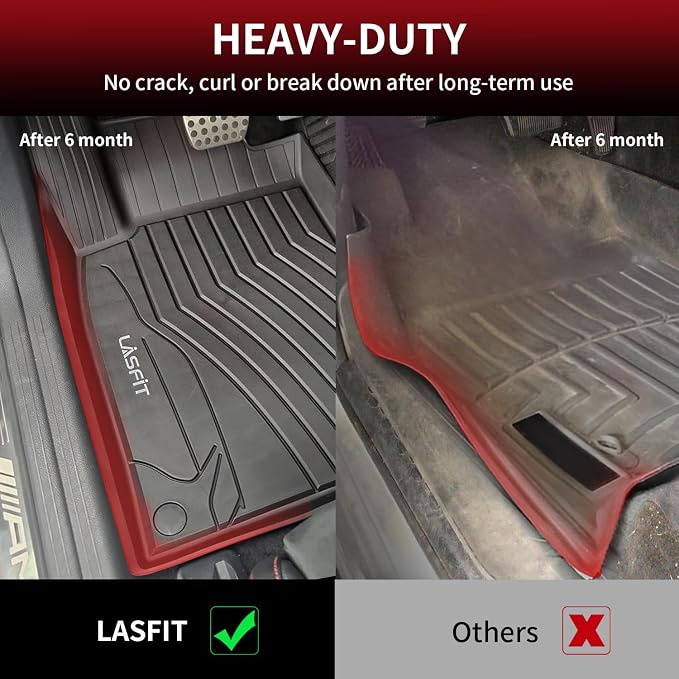 LASFIT Floor Mats for Mercedes Benz GLA 2015-2020 & CLA 2014-2019 250/45 | LASFIT Car Mats for GLA & CLA 250/45 AMG 2014-2020, All Weather TPE Non-Slip, 2 Rows