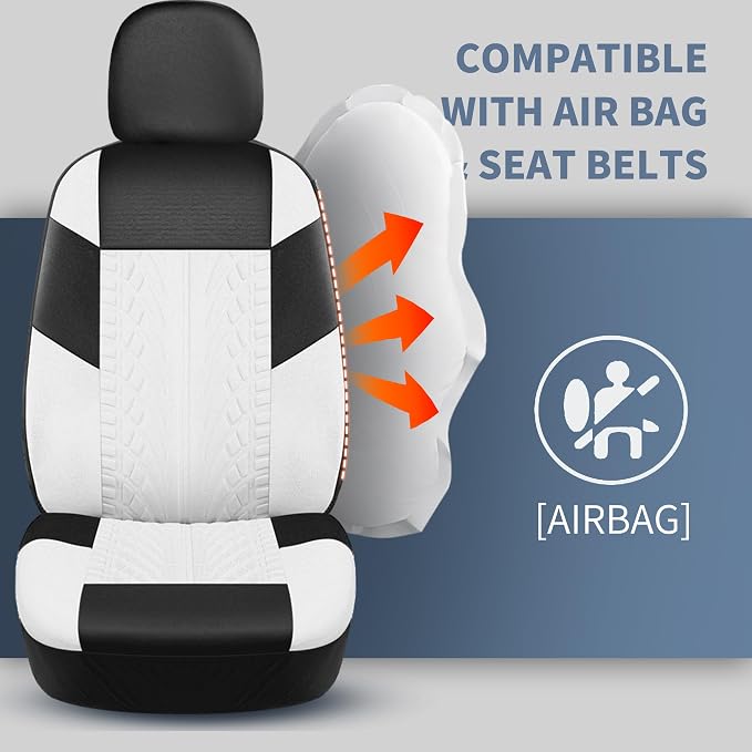 HChengkikz Car Seat Cover, Cloth and Washable (Black + White) | Breathable, Airbag compatible, Easy to Install, Universal Fit for Most Cars, Sedans, Truck, SUVs