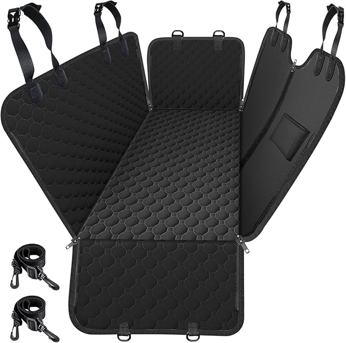 Mancro Dog Car Seat Cover, Waterproof Dog Hammock for Car, Black All | 600D Heavy Duty, Scratch-Resistant Back Seat Pet Cover for Dogs with PVE Nonslip Underside, Fits for Sedan, Trucks and SUVs