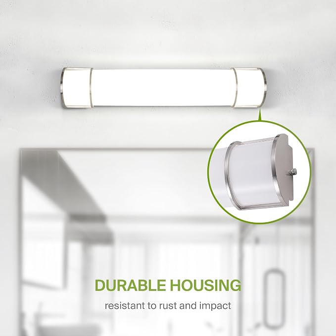 ASD LED 30" Vanity Flush Mount Light Fixture, Linear Bathroom Lighting Bar | 3CCT, Dimmable, Energy Star, ETL Listed | 28W 2425LM 3000-5000K 120V | Long Bath Wall Sconce Over Mirror | Nickel, 4 Pack