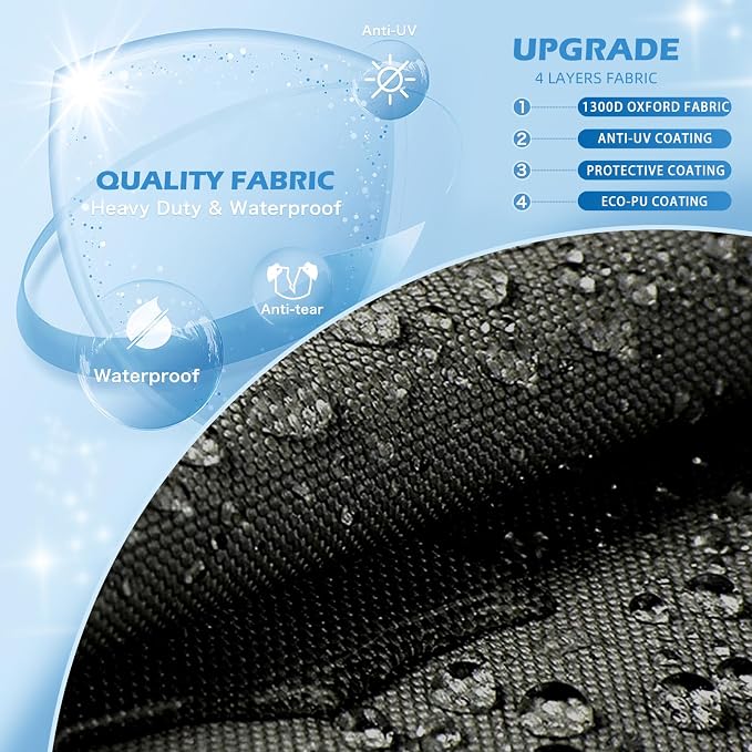 Solim Center Console Boat Cover, 16'-18.5' 1300D Waterproof PU Heavy Duty Trailerable Boat Cover for Center Console Boat, Marine Grade Oxford UV Resistant Polyester Canvas with Tie Down Strap, Black