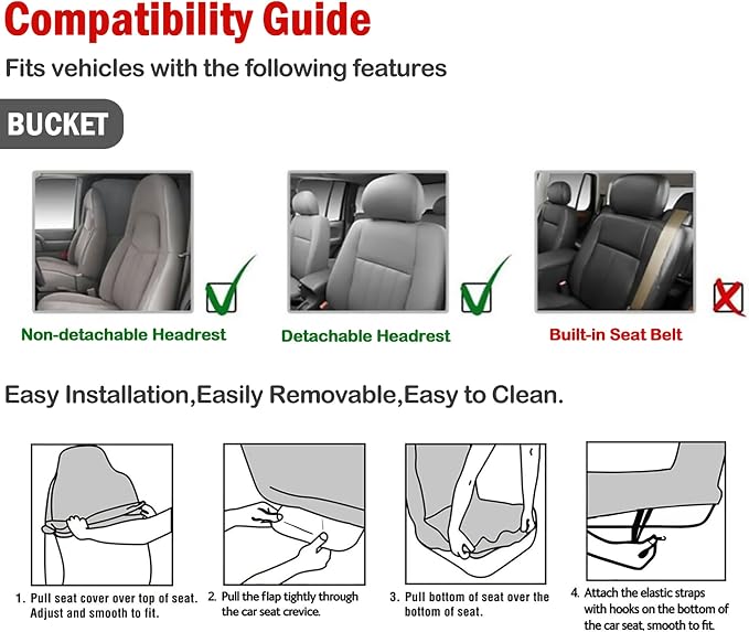 uxcell Universal Car SUV Automotive Front Bucket Seat Cover Pad 1 Pcs