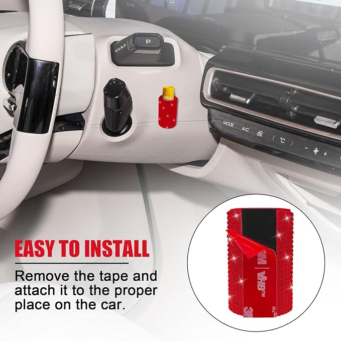 Upright Car Chapstick Holder, Bling Insulating Lip Balm Holder,Rhinestone Car Accessories for Women Interior ,Suitable for Most Vehicles. (Red)