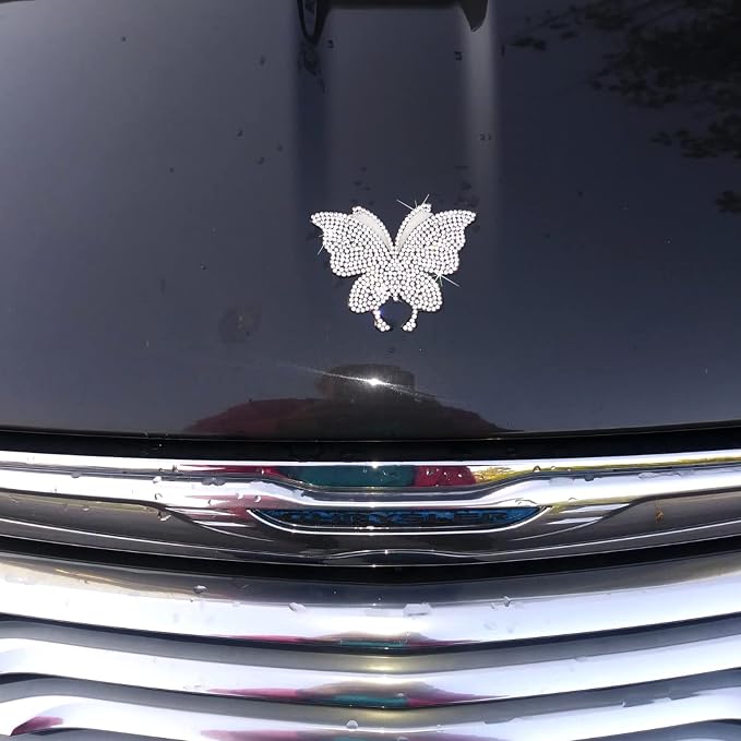 2 PCS Crystal Car Decoration Stickers Butterfly Bling Crystal Rhinestone Car Sticker Decal,Decorate Cars Bumper Window Laptops Luggage Rhinestone Sticker,Decoration Bling Bling Interior Accessories